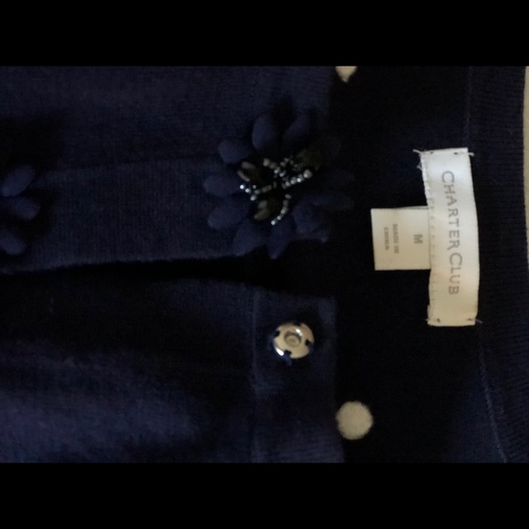 Charter Club Navy polka dot cardigan (medium) - Picture 5 of 6